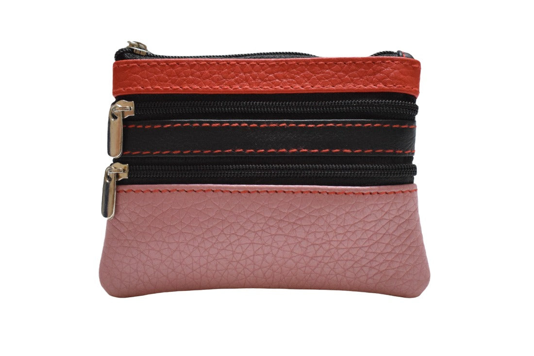 Compact and convenient women’s genuine leather coin purse and credit card holder With Key Chain Holde