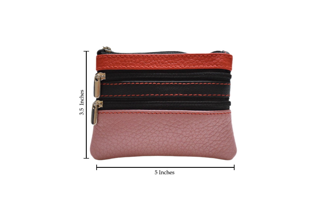 Compact and convenient women’s genuine leather coin purse and credit card holder With Key Chain Holde