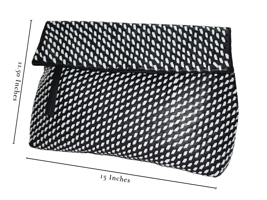 GENUINE LEATHER WOVEN CLUTCH BAG